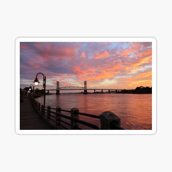 Cape Fear Bridge Sunset Sticker