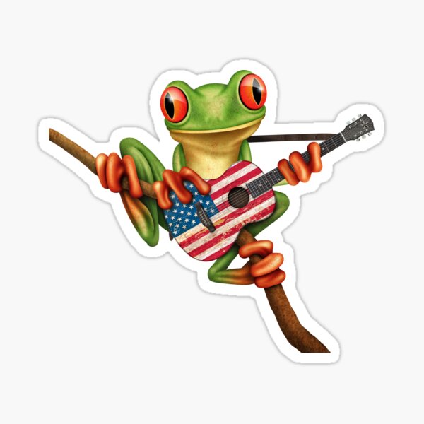 Item preview, Baby Tree Frog Playing American Flag Guitar designed and sold by JeffBartels.