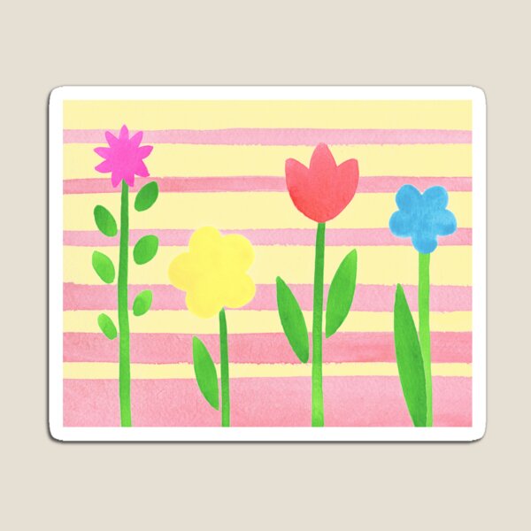 Flower Bed On Baby Pink Magnet