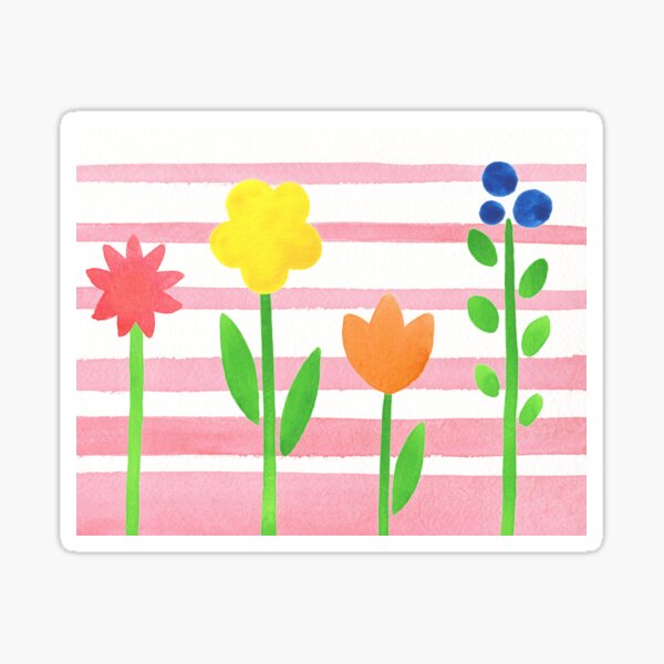 Flowers Garden On Baby Pink Sticker