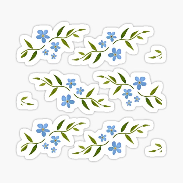 Watercolor flower pattern 4/4. Blue version Sticker