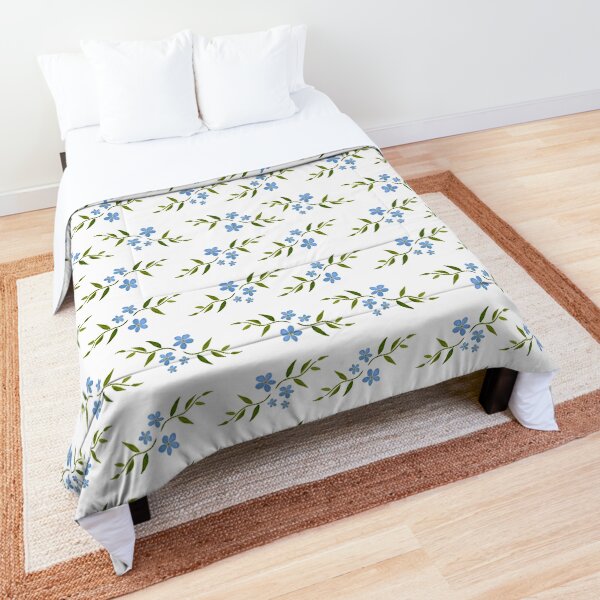 Watercolor flower pattern 4/4. Blue version Comforter