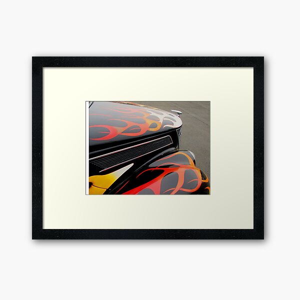1937 Ford Coupe Old School Hotrod with Flames - Flamed out! Framed Art Print