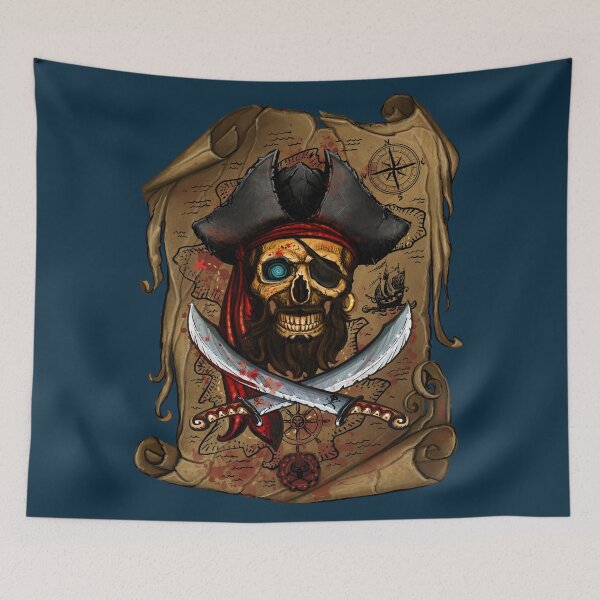 Item preview, Badass Skull Pirate & Treasure Map designed and sold by Desha001.