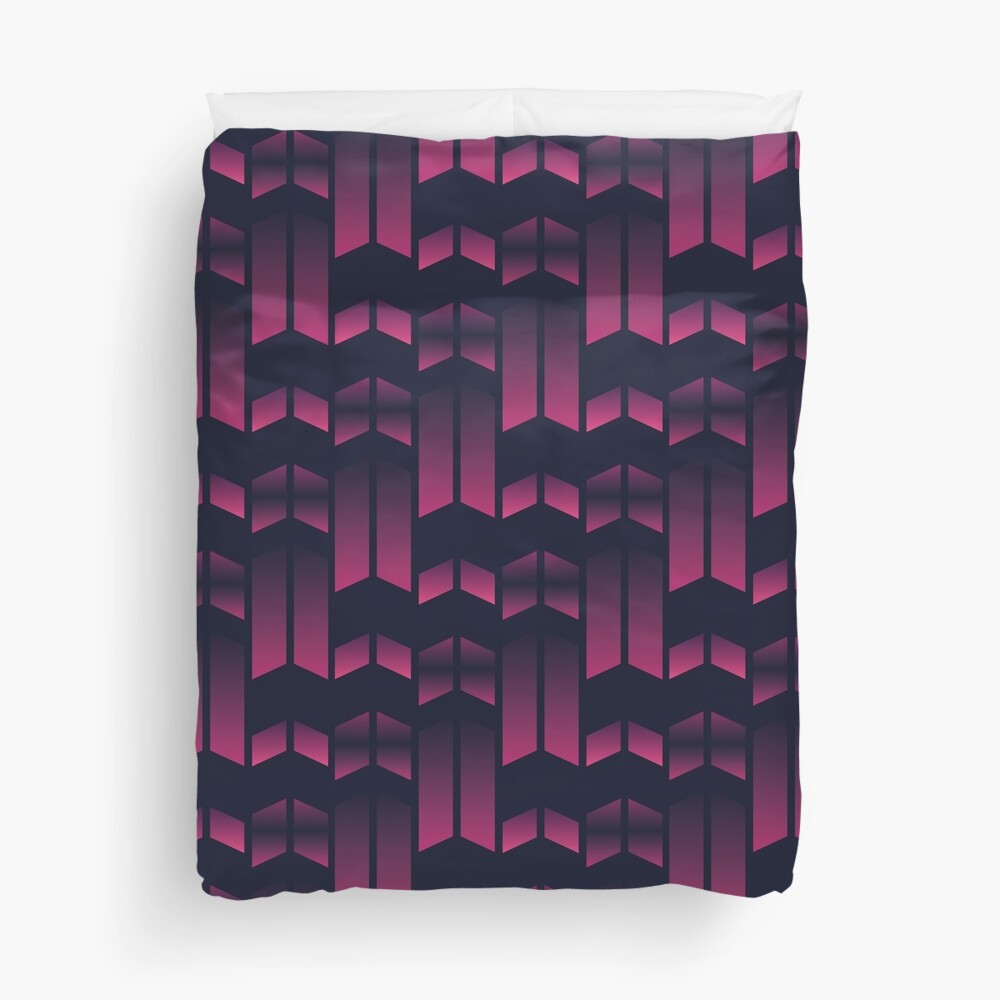 Pink abstract parallel arrow shapes Duvet Cover