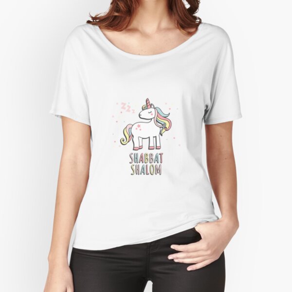 Shabbat Shalom Jewish Unicorn Relaxed Fit T-Shirt