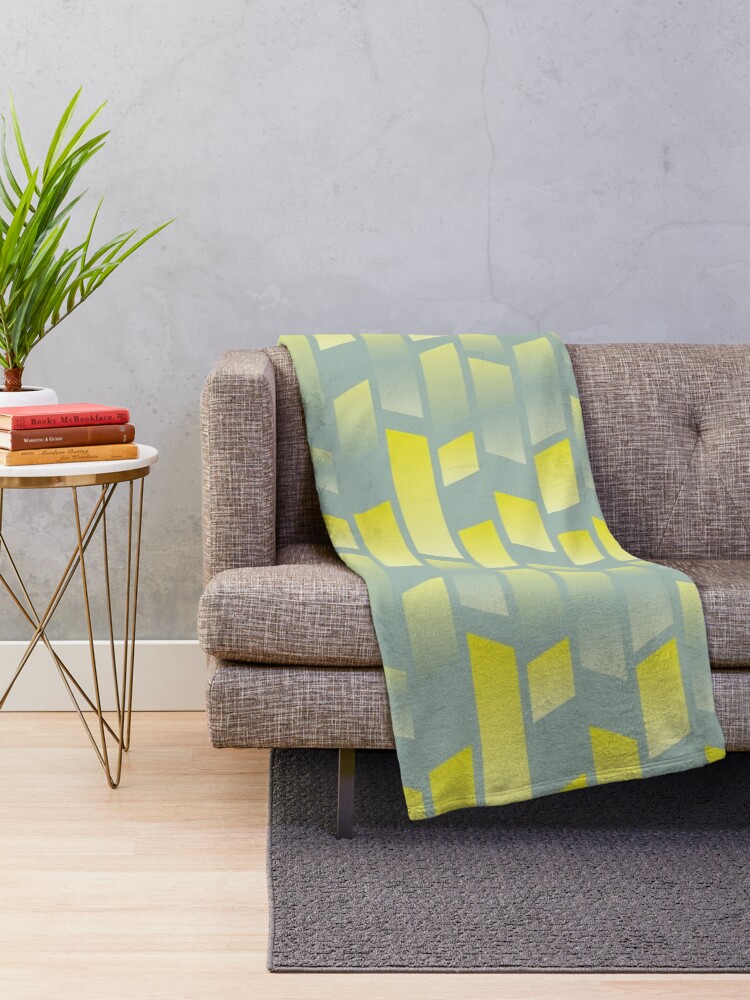 Alternate view of Lemon lime abstract parallel rectangle shapes Throw Blanket