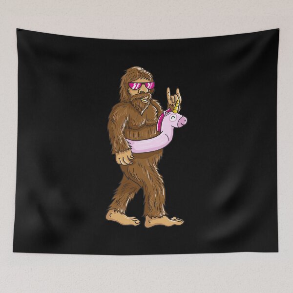 Item preview, Pool Party Sasquatch Bigfoot Unicorn Float Print designed and sold by inspiredtrend.