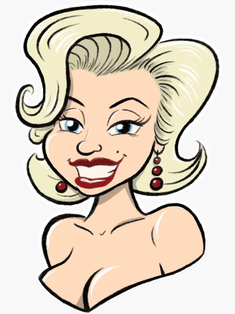 Thumbnail 3 of 3, Sticker, Marilyn cartoon designed and sold by Toonabilly.
