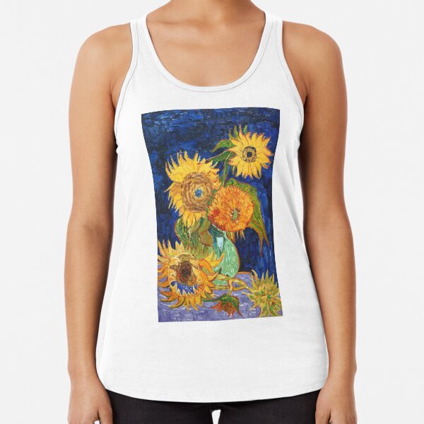 Van Gogh, Five Sunflowers 1888 Artwork Reproduction, Posters, Tshirts, Prints, Bags, Men, Women, Kids Racerback Tank Top