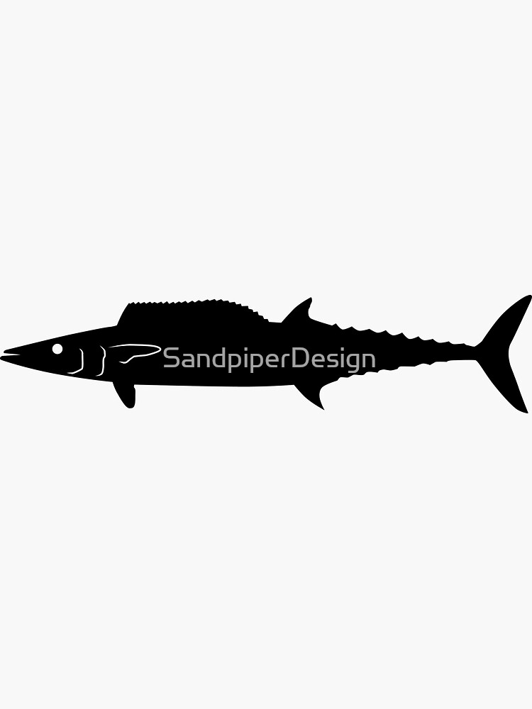 Download "Wahoo Fish Silhouette (Black)" Sticker by SandpiperDesign | Redbubble