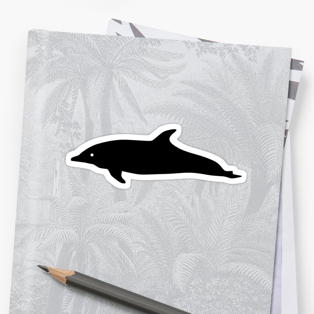 Bottlenose Dolphin Silhouette Black Sticker By Sandpiperdesign