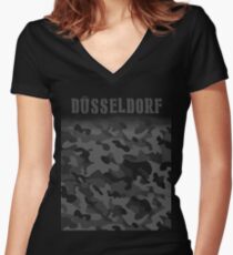Camiseta entallada de cuello en V Ejército de Alemania Dusseldorf camuflaje militar solier Camo