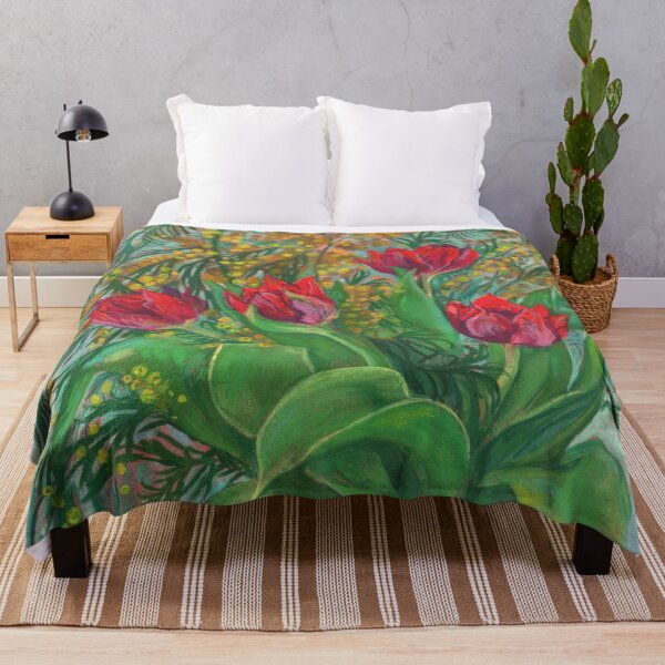 Item preview, Mimosa and Red Tulips, Spring Flowers, Floral Pastel designed and sold by Julia Khoroshikh.
