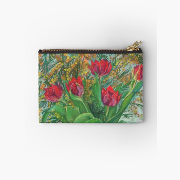 Item preview, Mimosa and Red Tulips, Spring Flowers, Floral Pastel designed and sold by Julia Khoroshikh.