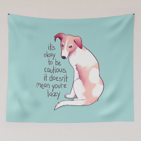 Item preview, "It's Okay to be Cautious" Encouraging Borzoi Dog designed and sold by thelatestkate.