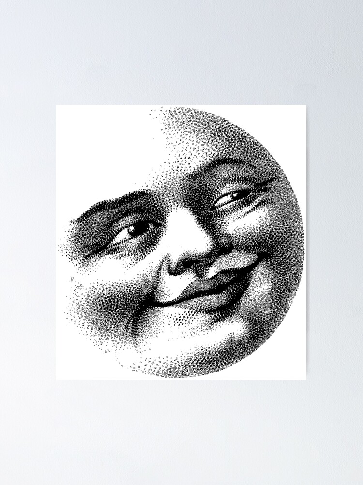 "Großes lustiges Mondgesicht" Poster von Pixelchicken Redbubble