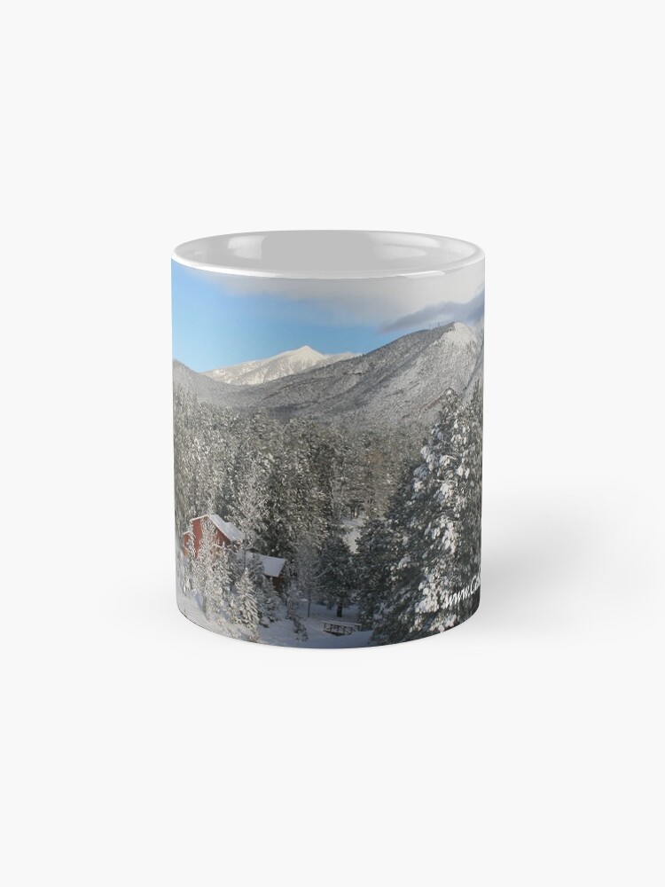 Thumbnail 4 of 6, Coffee Mug, Winter Mug with Snow, Red House - From ccnow.info designed and sold by sdawsoncc.