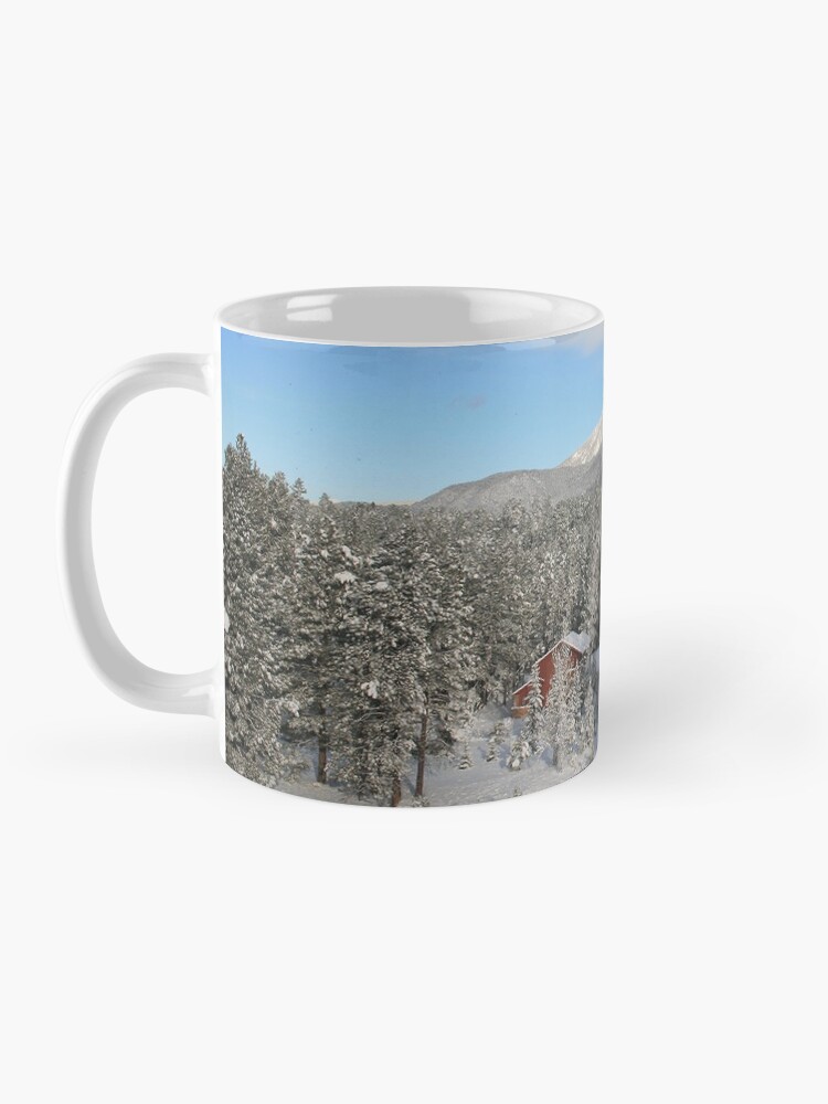 Thumbnail 3 of 6, Coffee Mug, Winter Mug with Snow, Red House - From ccnow.info designed and sold by sdawsoncc.