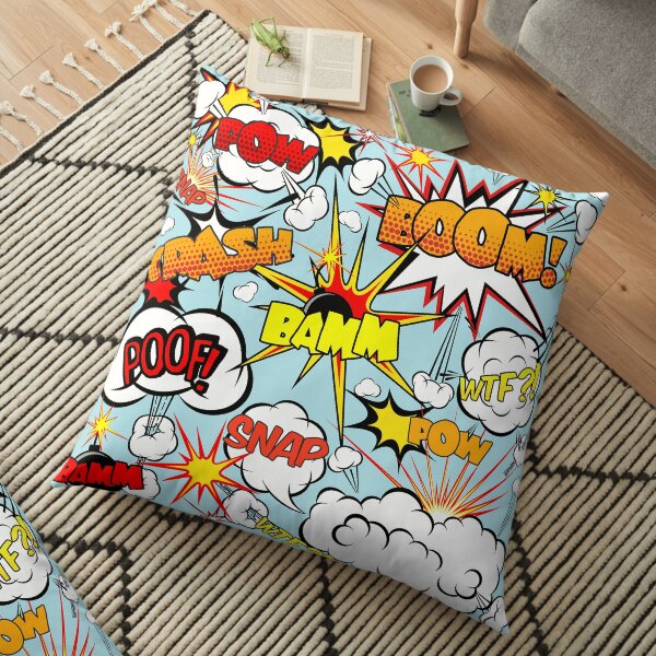 Pop art comic speech bubbles Floor Pillow