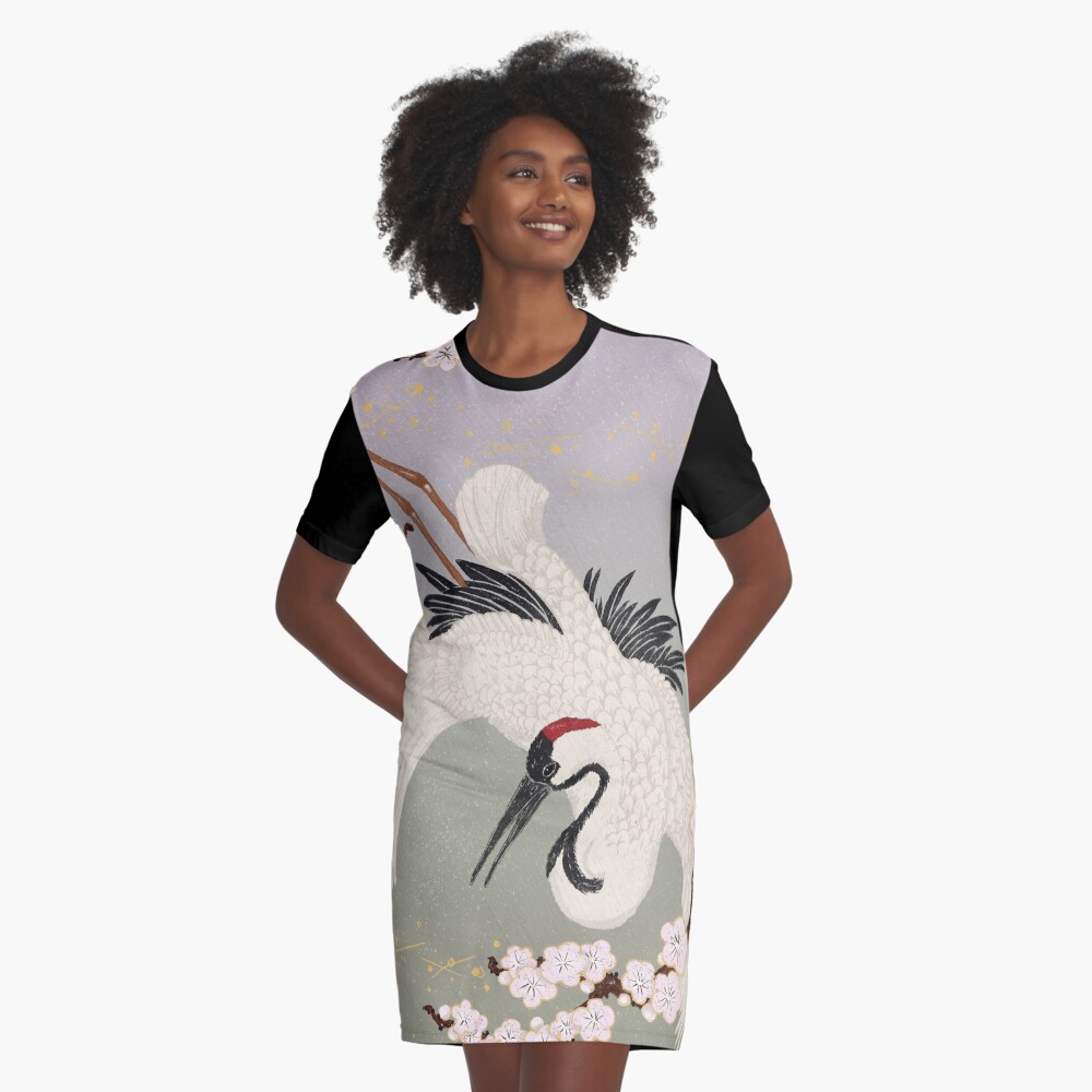 Crane print clearance dress