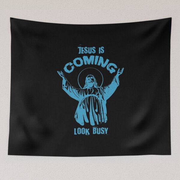Item preview, Jesus Is Coming Look Busy Christus Funny Easter Resurrection God Savior Bible Humor Gift Idea (blue version) designed and sold by SimonGs.