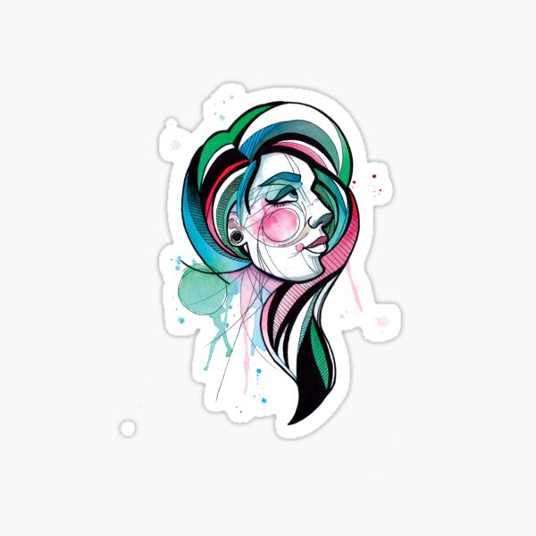 Pretty Watercolor Lady Sticker