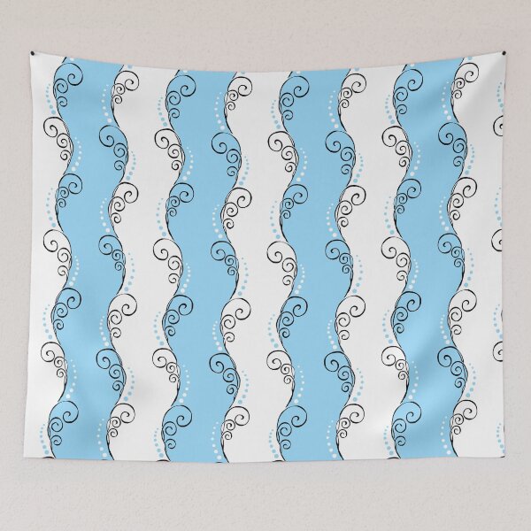 Item preview, Vintage Style Scrolled Stripes - Blue and White designed and sold by SilverDarner.