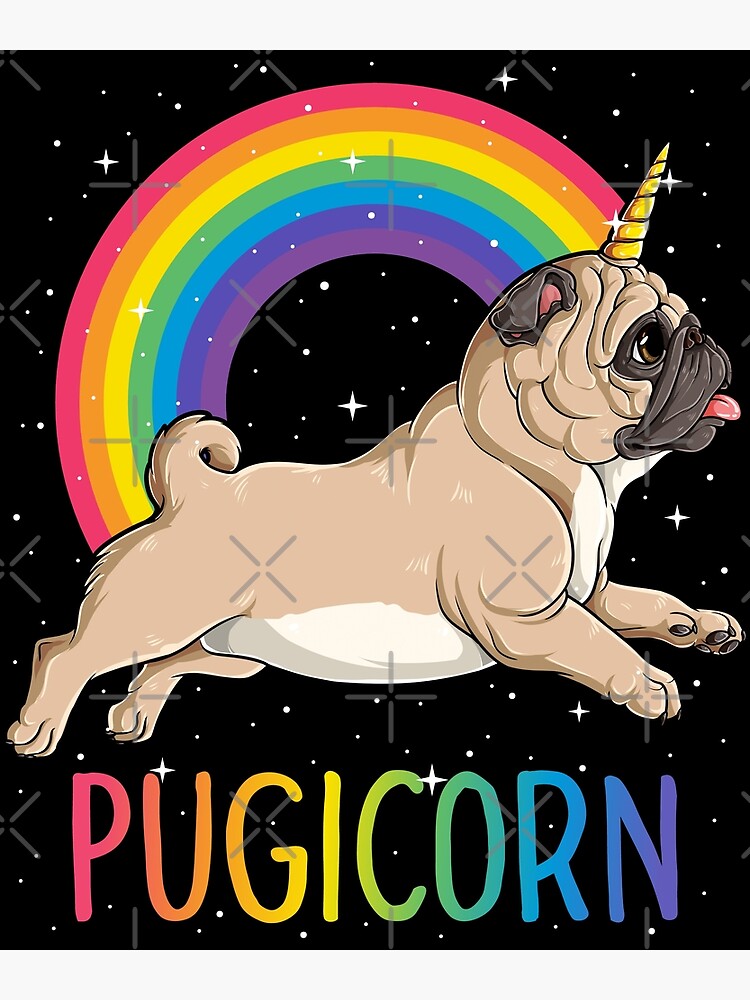 Pugicorn Pug Unicorn T shirt Kids Women Space Galaxy Rainbow