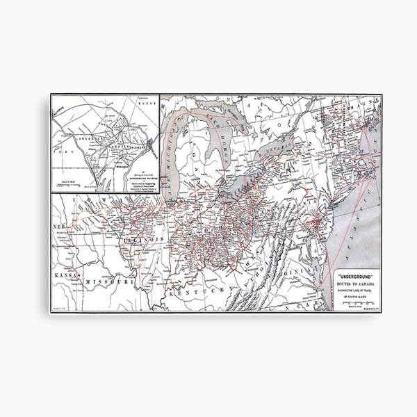 Fugitive Slave Routes to Canada Underground Railroad Map Canvas Print