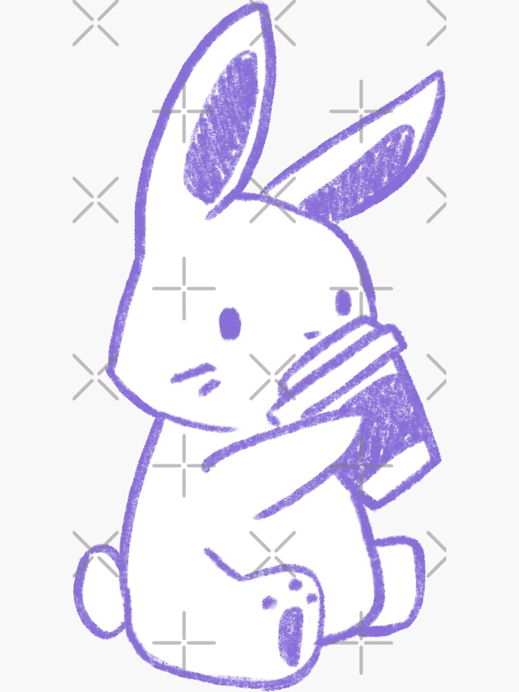 Thumbnail 3 of 3, Sticker, Bunny Coffee (Purple) designed and sold by iiLita.