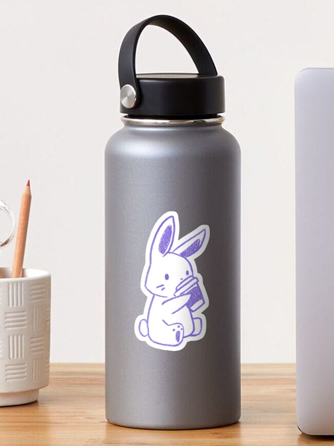 Thumbnail 1 of 3, Sticker, Bunny Coffee (Purple) designed and sold by iiLita.