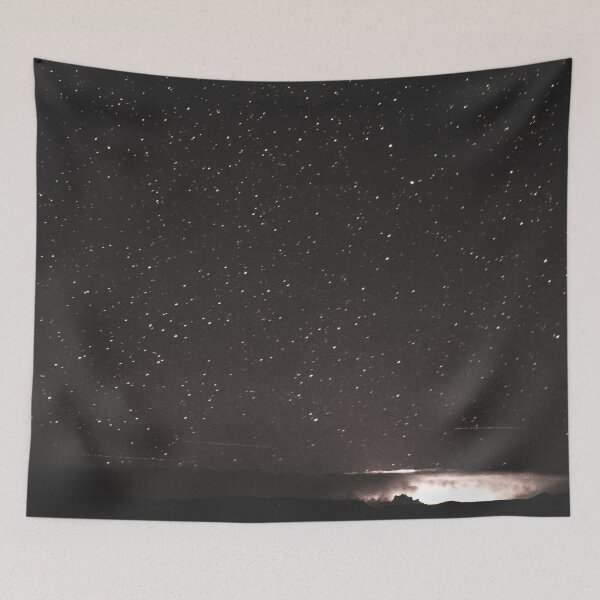 Item preview, Stars and Space Night Sky - Black and White Galaxy Wall Tapestry designed and sold by artcascadia.