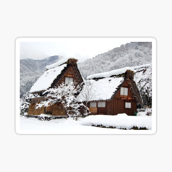 White Christmas-Shirakawa village,Japan Sticker