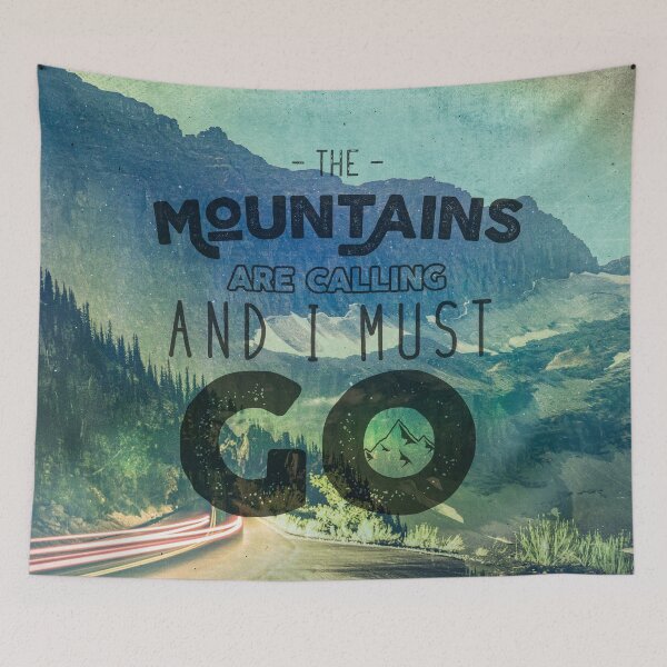 Item preview, Forest Mountains Wanderlust Adventure Quote - The Mountains are Calling and I Must Go designed and sold by artcascadia.