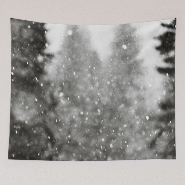 Item preview, Snow Forest - Black and White Woods with Snow Falling designed and sold by artcascadia.
