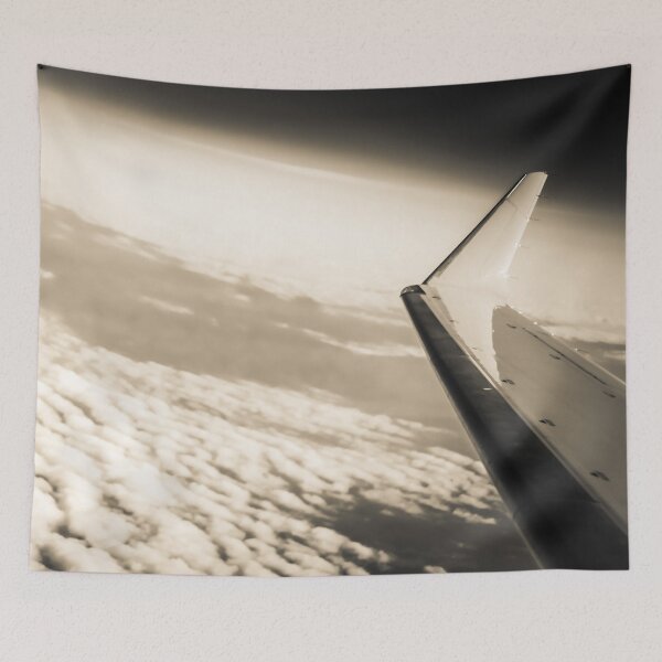 Item preview, Nubes y cielo de avión - Cielo y avión vintage en blanco y negro Wanderlust designed and sold by artcascadia.