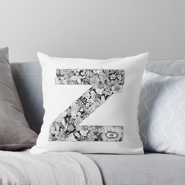 Item preview, Letter Z | Black and white | Flower Pattern | Typography | Name art | Custom designed and sold by hayleylauren.