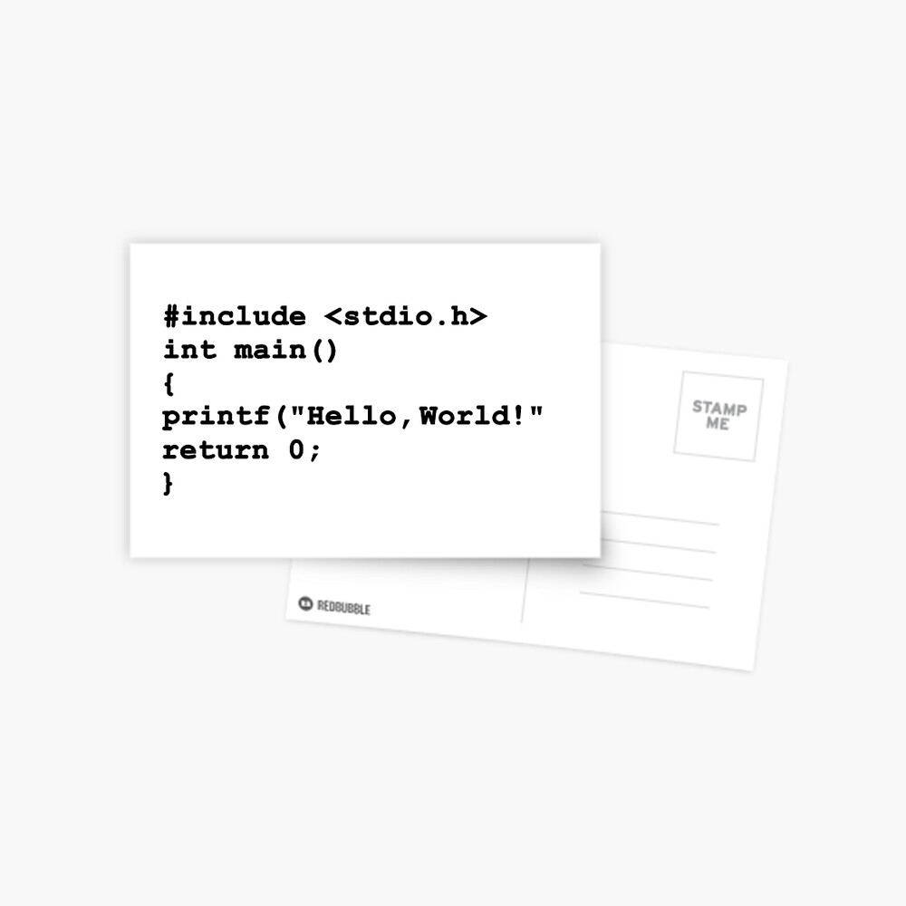 Hello World C Programming Language Coding Postcard By Alltheprints Redbubble