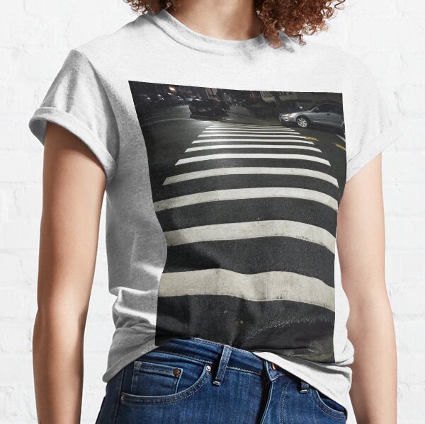 #Zebra #crossing, New York, #Manhattan, #Brooklyn, New York City, architecture, street, building, tree, car,   Classic T-Shirt
