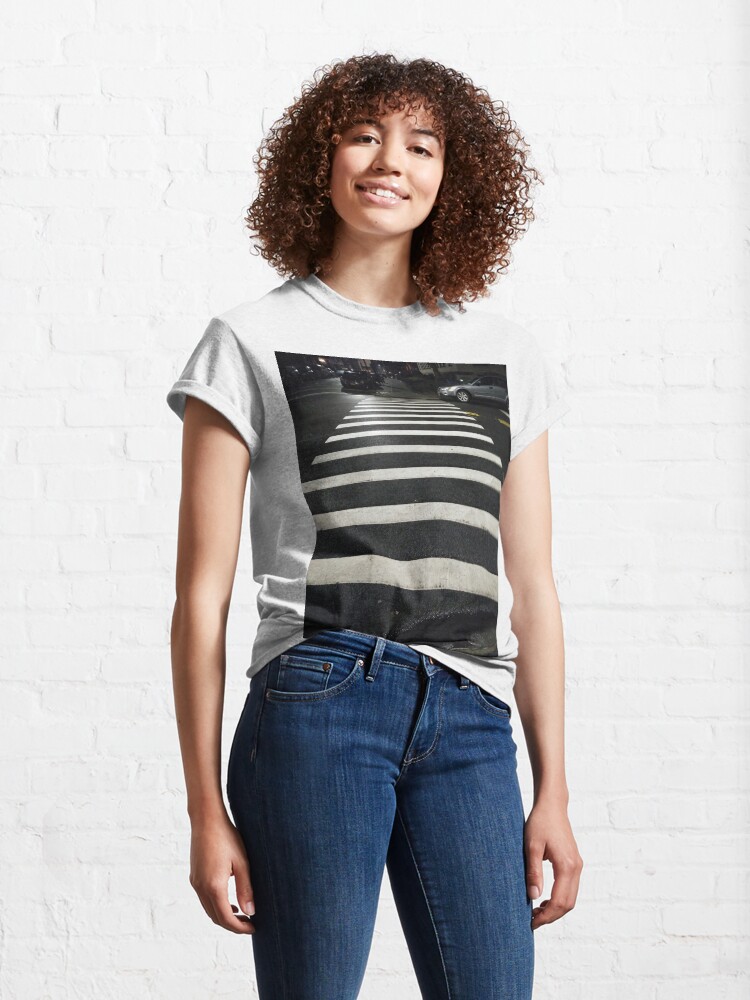 Alternate view of #Zebra #crossing, New York, #Manhattan, #Brooklyn, New York City, architecture, street, building, tree, car, Classic T-Shirt