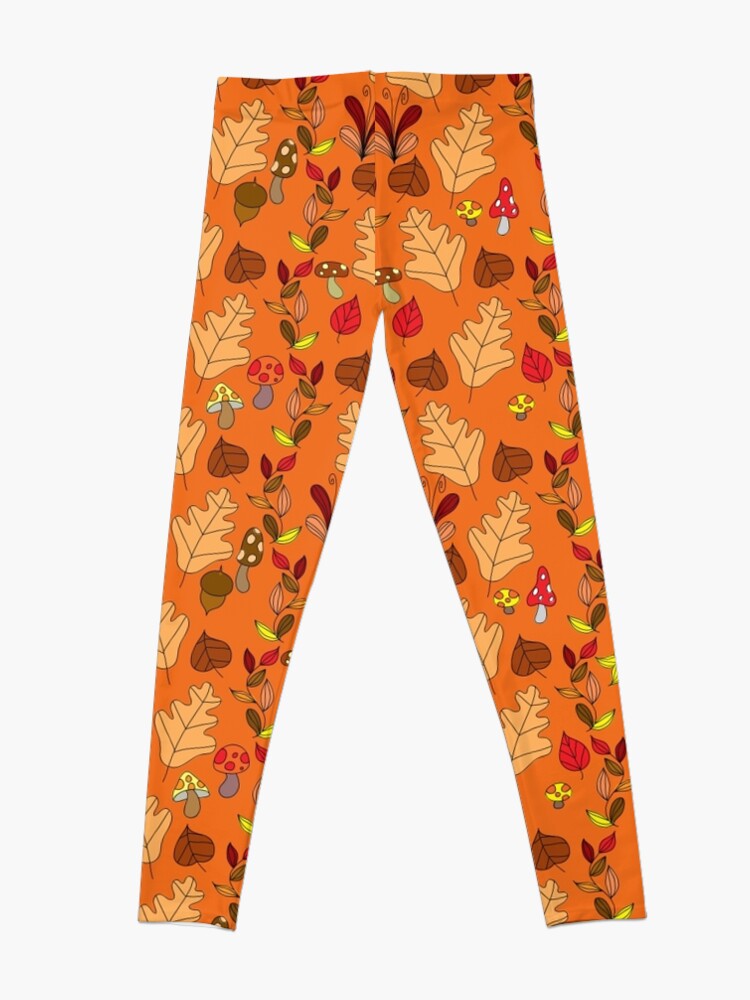 Alternate view of Orange Autumn Leaf Pattern Leggings