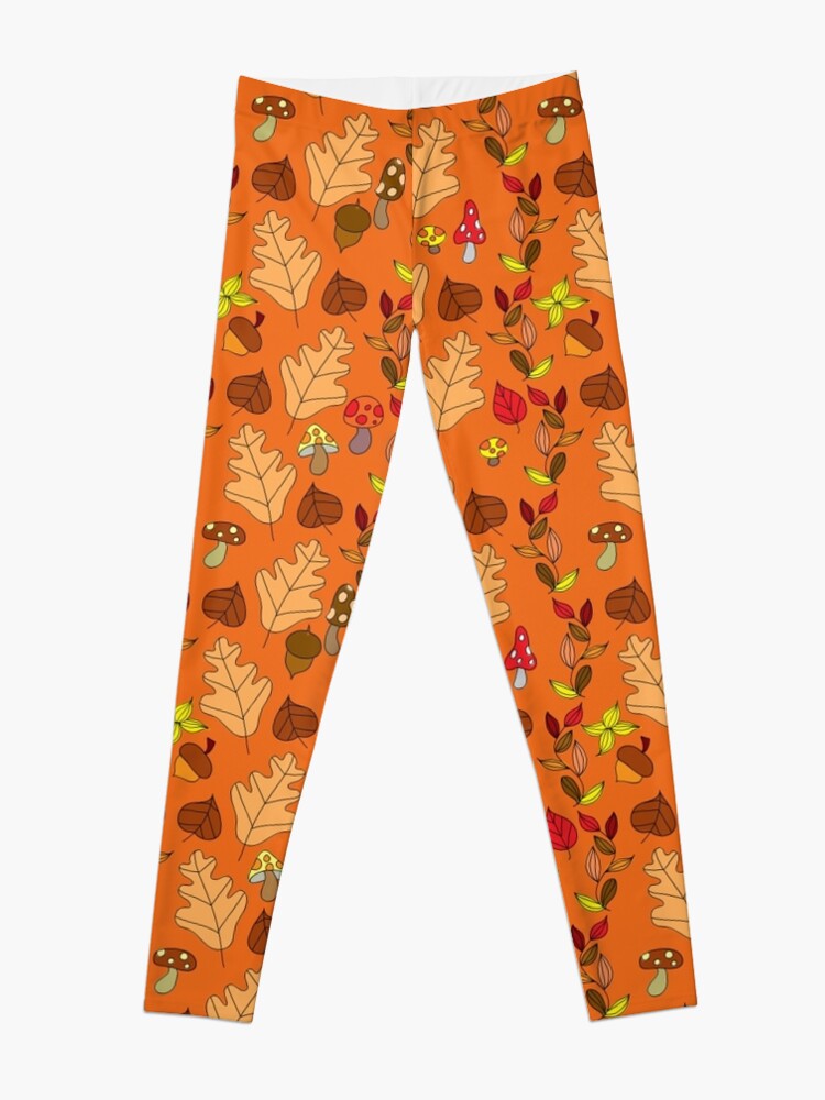 Alternate view of Orange Autumn Leaf Pattern Leggings
