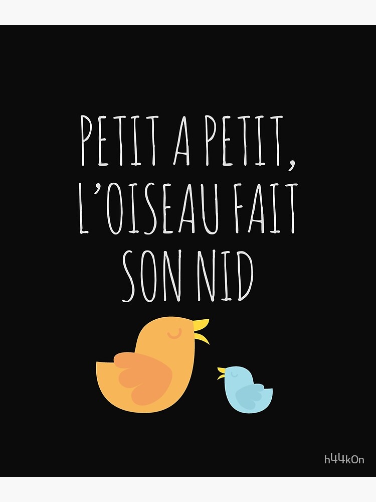 Thumbnail 7 von 7, Gerahmter Kunstdruck, Französisches Sprichwort Petit a Petit, Zitat L'oiseau Fait Son Nid designt und verkauft von h44k0n.