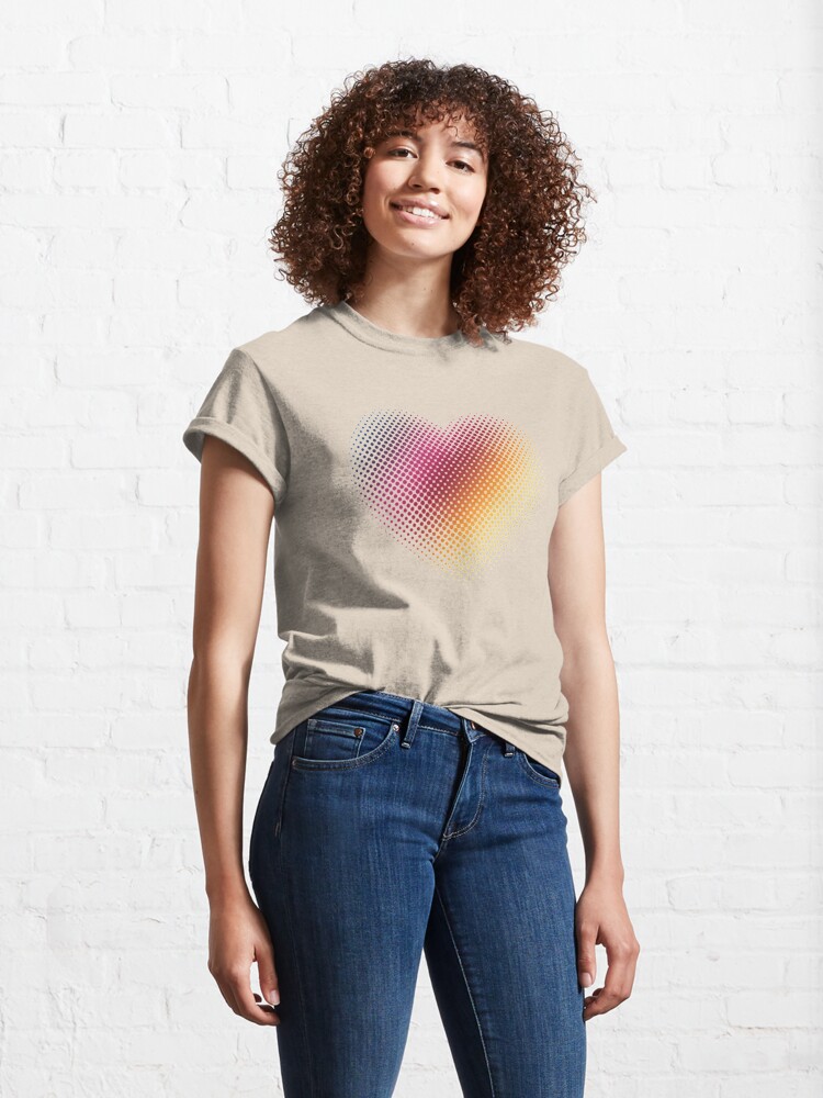 Alternate view of Linear Gradient on Halftone Heart (Paloma Gray/Gray) Classic T-Shirt