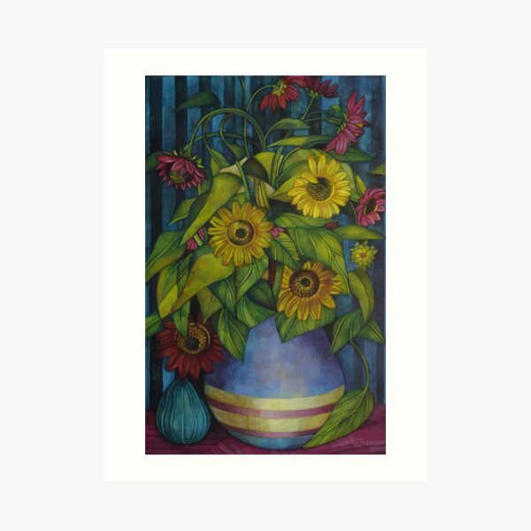 still-life with sunflowers Art Print