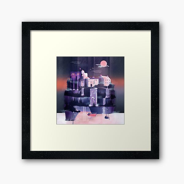 Wasserfall Schloss Gerahmter Kunstdruck