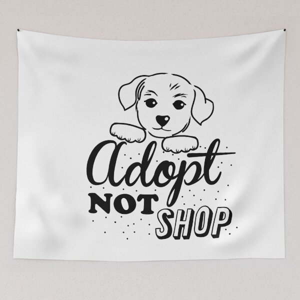 Item preview, Adopt not Shop with cute puppy in black designed and sold by jazzydevil.