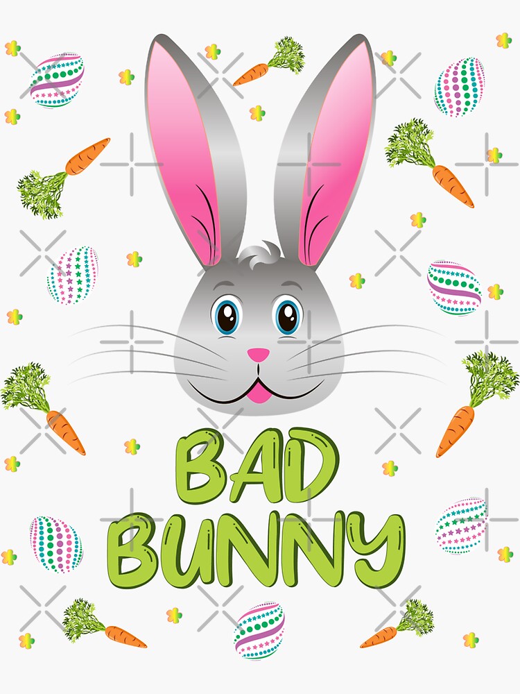 Bad Bunny Easter Little Rabbit Egg Hunt Funny Bunny Face Sticker for Sale  by ZNOVANNA
