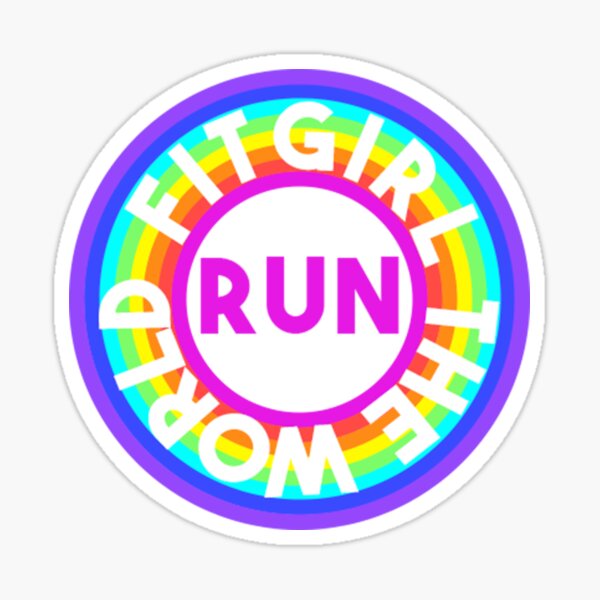 FITGIRL RUN THE WORLD fitness rainbow motivation Sticker